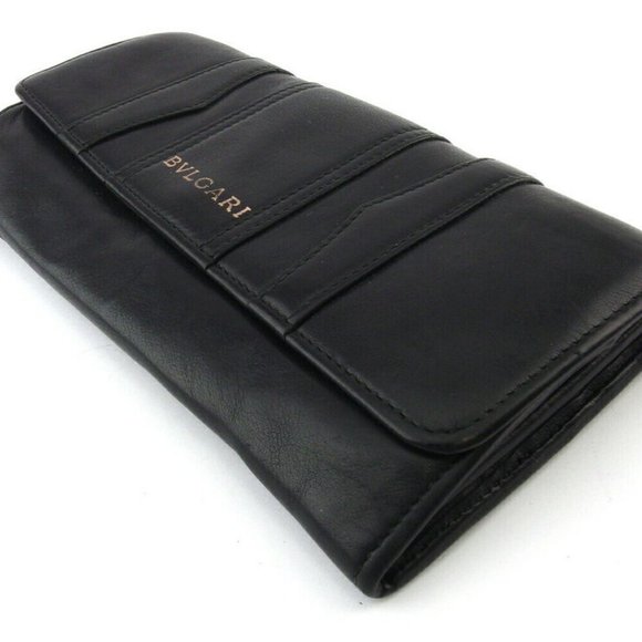 BVLGARI Long Wallet Bee Zero One Leather Auth USED E163 - Picture 3 of 8